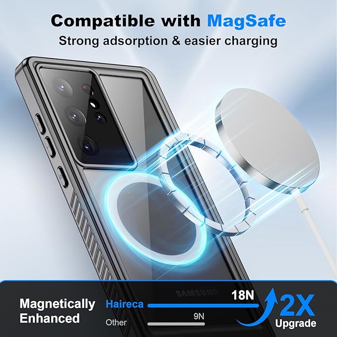 for Samsung Galaxy S23 Ultra Waterproof Case with Magsafe, Built-in Magnetic & Screen Protector, IP68 Certified Full Body Shockproof, for Water Sports Underwater Photography, 6.8" Black
