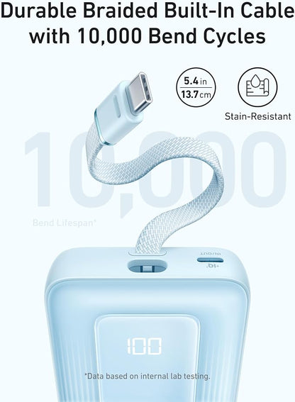 Anker Portable Charger, 10,000mAh 30W Power Bank, USB-C in and Out Fast Charging Battery Pack, Travel Essential Phone Power Bank, for iPhone 17/16, Galaxy and More (Pink, 10000, Milliamp Hours)