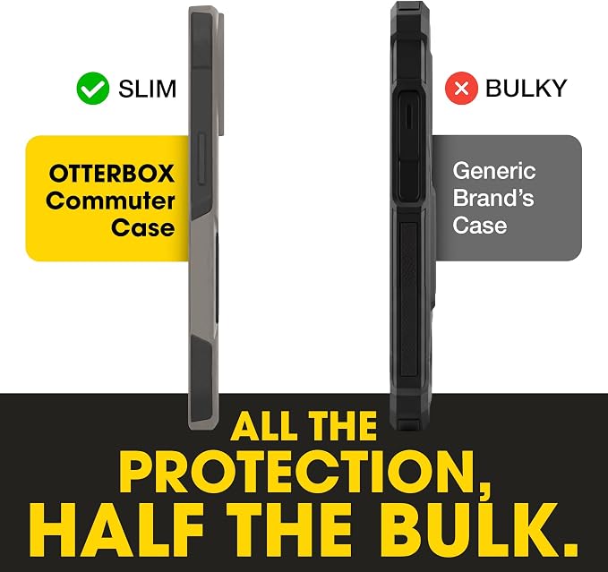 OtterBox iPhone 16e, 15, 14, & 13 Commuter Series Case - Slim & Tough, Pocket-Friendly, with Port Protection - Grey/Black