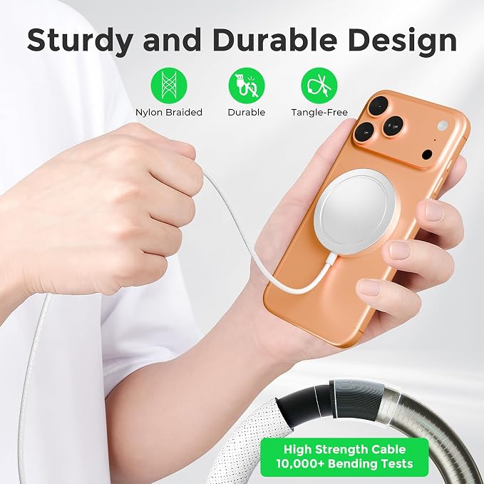Qi2.2 25W Magnetic Wireless Charger: Fast Qi2 Charging Pad for iPhone 17 16 15 14 13 12 Pro Max, Samsung Galaxy S26 S25, Google Pixel 10, AirPods-Slim Portable for Desk Bedside Travel-White 2 Pack