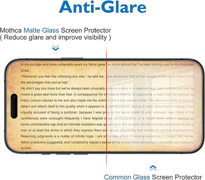 Mothca 2 Pack Matte Glass Screen Protector for iPhone 16 Pro [6.3 inch] + 2 Pack Camera Lens Protector, Anti-Glare & Anti-Fingerprint (Not Privacy Film) Tempered Glass, Bubble Free, Smooth as Silk