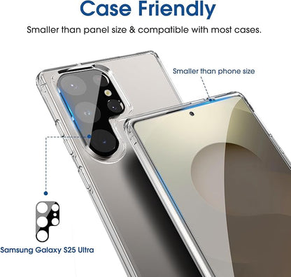 amFilm Auto-Alignment OneTouch for Samsung Galaxy S25 Ultra 6.9" Screen Protector + Camera Lens Protector, Tempered Glass, 30 seconds Installation, Bubble Free, Case Friendly, Anti-Scratch [2+2 Pack]