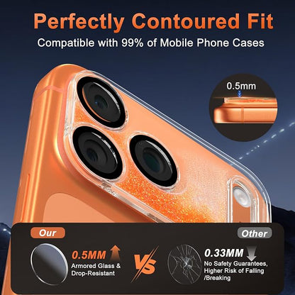 surundo for iPhone 17 Pro Max Camera Protector, Bling Glitter Camera Cover Design Flowing Liquid Quicksand, [Not Easy to Fall] [Strong Adsorption] 9H Tempered Glass Lens Cover Stylish Accessories