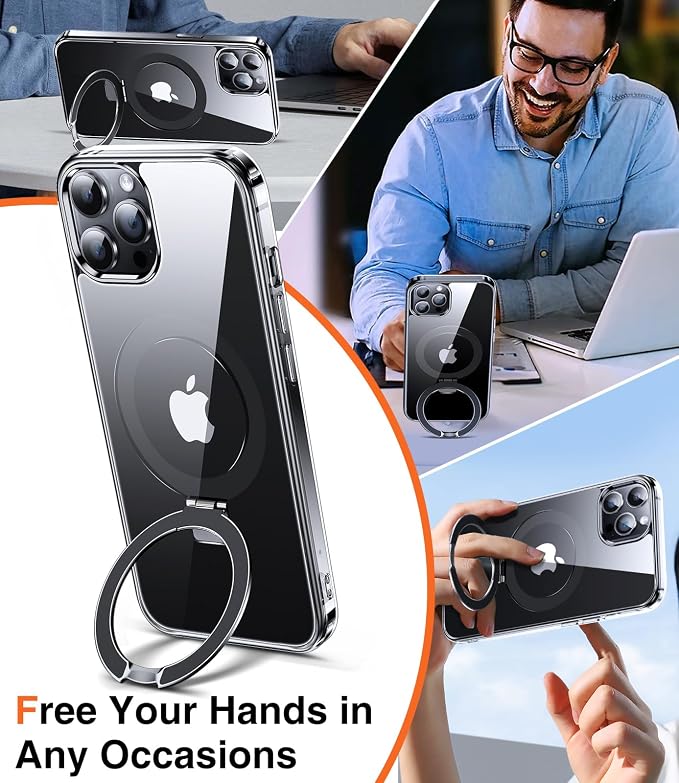 Chicfun 3-in-1 [Magnetic+Kickstand+Ring Holder] for iPhone 12 Pro Max Case Stand Ring Holder Compatible with MagSafe, Military Shockproof Protective Matte iPhone 12 Pro Max Phone Case Kickstand Cover