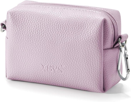 Small Tech Pouch, Waterproof Electronics Travel Case with Carabiner, Compact Cable Organizer Bags & Cases for Chargers, Power Banks, Hard Drives, Earbuds, Cords and Digital Accessories (Purple)