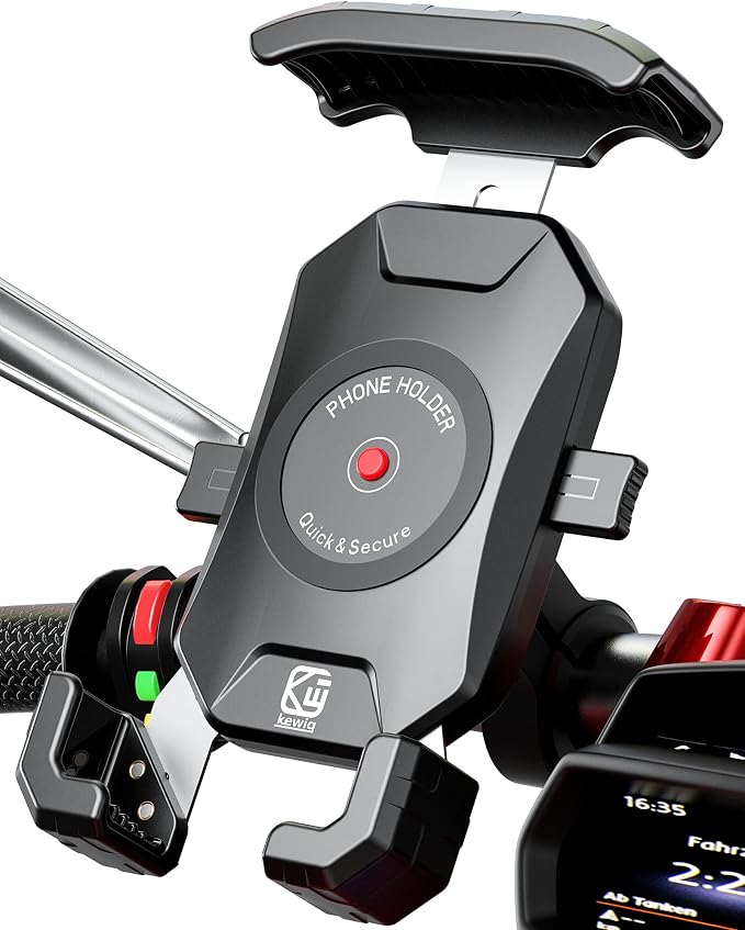 BRCOVAN Motorcycle Bike Phone Mount with Solid Aluminum Alloy Mounting Base, [1s Lock] Handlebar Cell Phone Holder for Bicycle ATV Scooter, Fit 4-7'' Smartphone