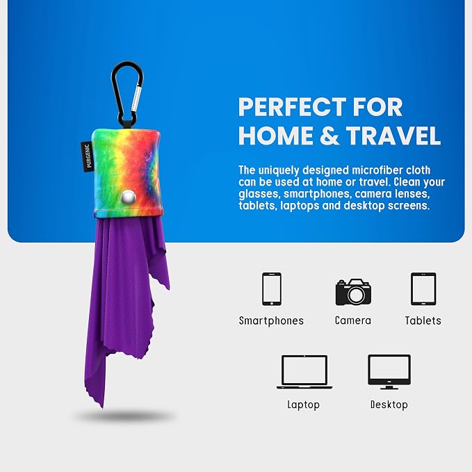 Microfiber Cloth & Glasses Wipes (1 Pack) Lens & Glasses Cleaning Cloth - Eyeglass Cleaner - Camera Lenses & Gadget Delicate Screens - Tie Dye