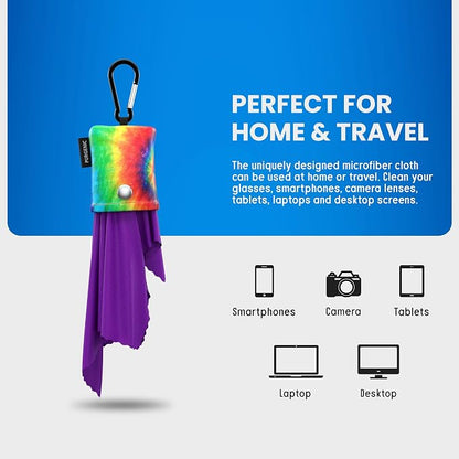 Microfiber Cloth & Glasses Wipes (1 Pack) Lens & Glasses Cleaning Cloth - Eyeglass Cleaner - Camera Lenses & Gadget Delicate Screens - Tie Dye