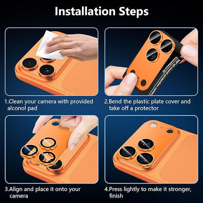 for iPhone 17 Pro Camera Lens Protector, [Military Grade Shatterproof] [Strong Adsorption] [Case Friendly] Full Coverage Metal Aluminum Alloy 9H Tempered Glass Camera Screen Cover, Cosmic