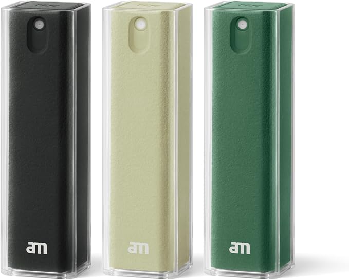 am Screen Cleaner Mist Spray with Microfiber Cloth Around – Alcohol-Free, Streak-Free Screen Cleaning Kit for Smartphones, Tablets, Laptops, Smart TVs & Car Screens, 3 Pack, Green