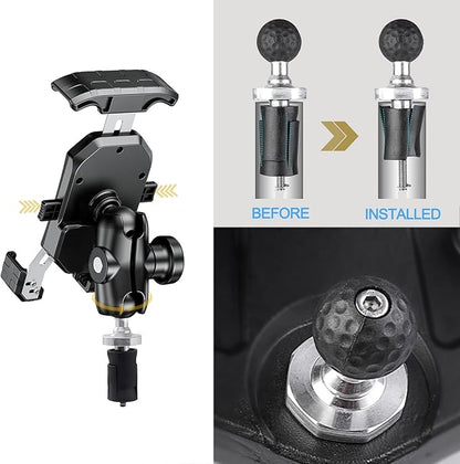 iMESTOU Motorcycle Fork Stem Phone Mount, Anti-Theft 1" Ball Phone Holder with Double Socket Arm Fits to RAM B Size Components 720° Rotation for 4.0"-7.0" Cellphones