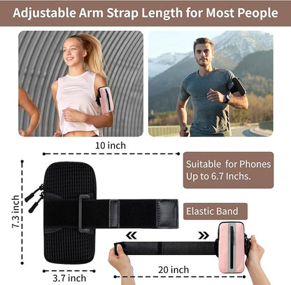 Prime Comfort Running Phone Holder Armband, iPhone Arm Bands for Exercise, Running Arm Bands for Cell Phone, Phone Purse Cell Phone Holder for Walking (Pink)