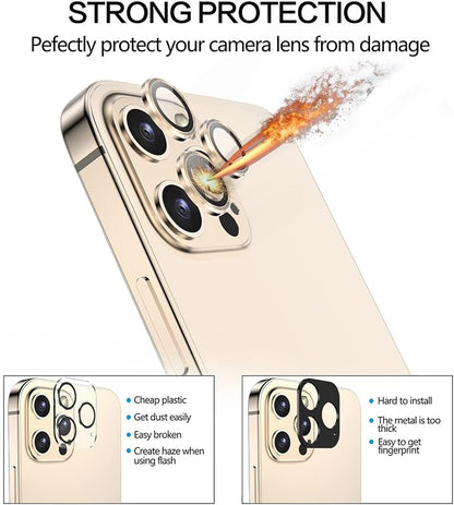 YWXTW [1 SET Camera Lens Protector Compatible with iPhone 12 Pro Max 6.7 inch, [Installation Tray] Aluminum Alloy Tempered Glass Camera Circle Cover