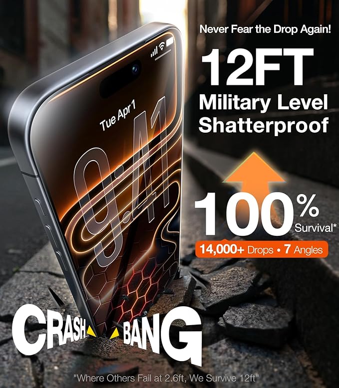 UltraGlass 9H+ Glass for iPhone 16 Pro Privacy Screen Protector [NO.1 Military Grade Shatterproof] Privacy Screen iPhone 16 Pro Tempered Glass [100% Anti Spy & Longest Durable] 2 Pack