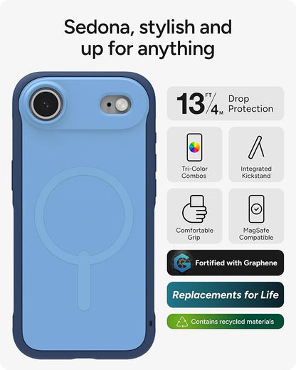 ZAGG Sedona Snap Case for iPhone Air - Blue Royal Ember, Drop Protection (13ft/4m), Graphene-Reinforced Multi-Layer Protection, MagSafe Phone Case with Impact-Absorbing Bumpers, Slim & Lightweight