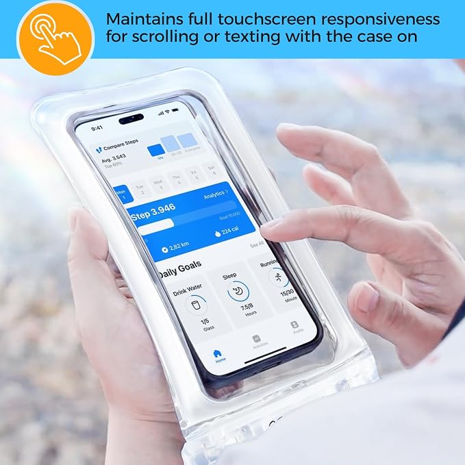 ProCase 2 Pack Floating Waterproof Phone Pouch IPX8, Universal Dry Bag Fits iPhone 17/16/15/14/13 Series, Galaxy S24/S23/S22, Pixel 8/7 (Up to 7”), Touchscreen, Underwater & Snow Protection -Clear