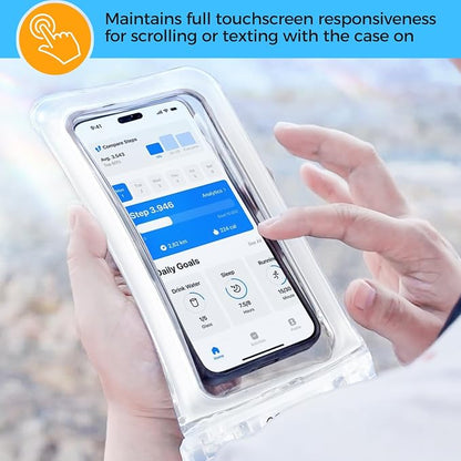 ProCase 2 Pack Floating Waterproof Phone Pouch IPX8, Universal Dry Bag Fits iPhone 17/16/15/14/13 Series, Galaxy S24/S23/S22, Pixel 8/7 (Up to 7”), Touchscreen, Underwater & Snow Protection -Clear