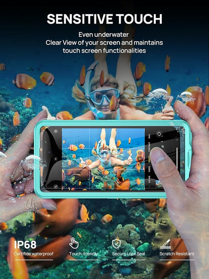 Lanhiem Snorkeling Underwater Phone Case for Diving, IP68 Professional Universal Waterproof Outdoor Video Photo Cellphone Case with Lanyard for iPhone Galaxy Pixel Moto All Series (Clear/Blue)
