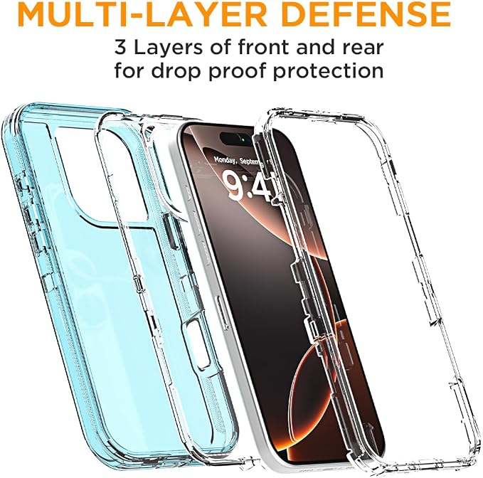 AICase for iPhone 16 Pro Max Case Clear 3 in 1 Heavy Duty Drop Protection Full Body Rugged Shockproof/Dust Proof 3-Layer Military Protective Tough Durable Cover for iPhone 16 Pro Max 6.9"_4