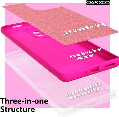 oakxco for Motorola Moto Edge Plus 2023 Case Silicone, Thin Slim Grip Soft Rubber Gel Protective Phone Case for Women, Matte Plain Bright Color Aesthetic Girly Case with Camera Cover, Neon Hot Pink