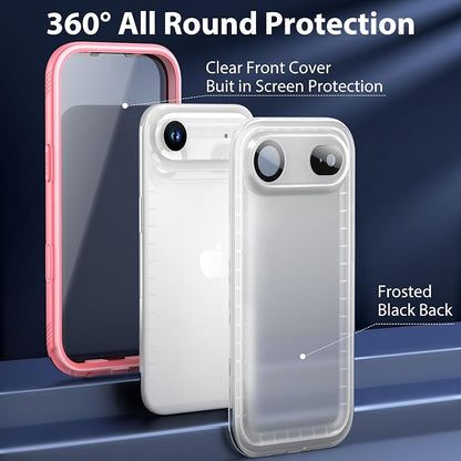 SPORTLINK for iPhone Air Waterproof Case - Dustproof/Rugged Full Body Shockproof/Dropproof/Built in Screen Protector/IP68 Underwater for iPhone Air Case 6.5 inch Pink/Frosted Clear