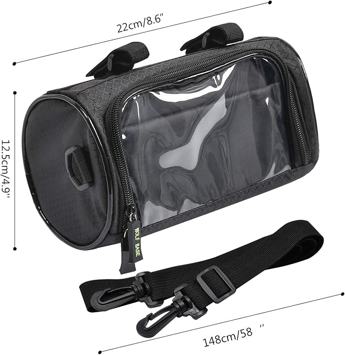 Oranlife Bike Handlebar Bag, Waterproof Phone Cycling Mount Front Bags, Bicycle Storage Bag with Removable Shoulder Strap, 6 inch Transparent Pouch, Best Gift