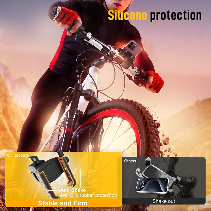 Moman Bike Phone Holder, PMS1 Universal Motorcycle Phone Mount【Unobstructed Lens】 360° Rotatable Quick Release Compatible with iPhone Samsung 4.5”-7.0” Phone, Motorcycle-Phone-Holder-Motorbike-Mount