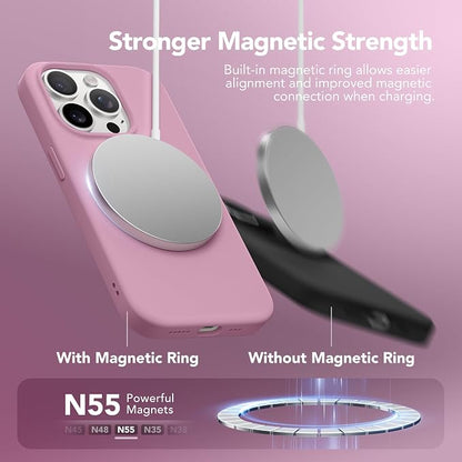 GONEZ Magnetic for iPhone 15 Pro Case, Compatible with MagSafe, [Screen Protector + Camera Lens Protector], Silicone Shockproof Anti-Scratch Protective Phone Case 6.1 inch, Blackcurrant