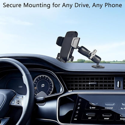 1" Ball Phone Mount – Aluminum Alloy Arm & Base, Double Ball Joint, 360° Adjustable, Screw-Mounted Base, Fits RAM B Size System – Universal Holder for Car, Truck, Van, Desk, Wall, Dashboard