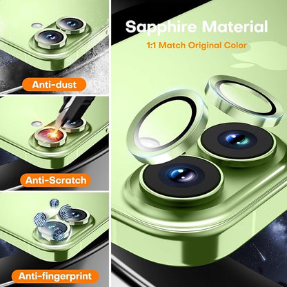Camera Lens Protector for iPhone 17/16/16 Plus,Tempered Glass Metal Individual Camera Cover Screen[Anti-drop] Case Friendly- Sage