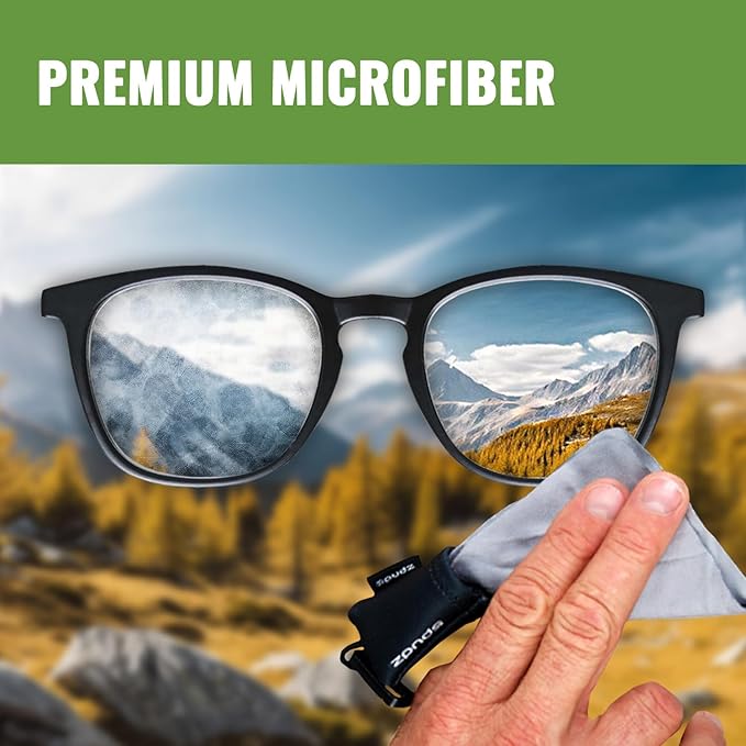 Microfiber Cloth Premium Screen Cleaner - SPUDZ 6x6 Black with Closable Bottom for Glasses, Camera Lens, Electronics, Phone, TV, Tablet