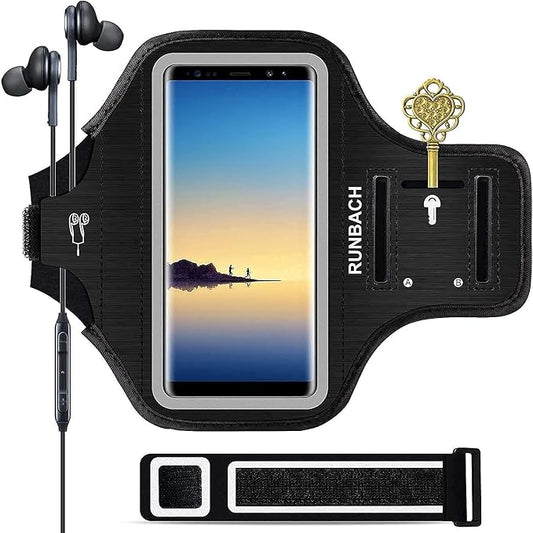 Armband for Galaxy Note 20/10+/9/8,Sweatproof Running Exercise Bag with Fingerprint Touch/Key Holder and Card Slot for Galaxy Note 20/10+/9/8(Black)