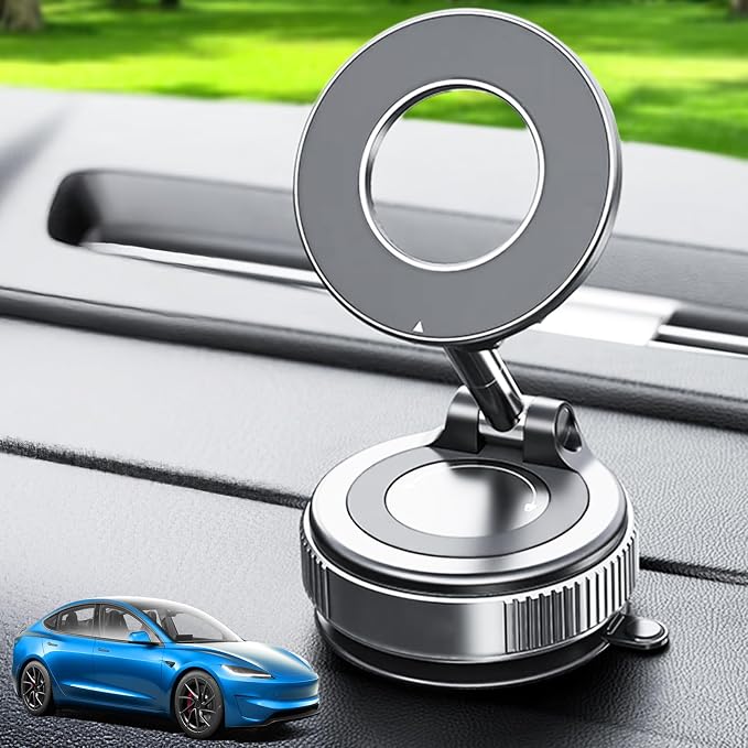 Vacuum Magnetic Car Phone Holder Stand,Reinforced Ultra-Strong Vacuum Suction Cup,360° Rotation&Foldable,Universal Dashboard Windshield/Gym/Mirror/Kitchen Phone Stand,for All iPhone Series&All Android