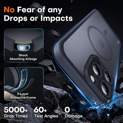 TOCOL for iPhone 16 Pro Case, Full Camera Protection, Compatible with Magsafe, Drop Protection, Translucent Magnetic Matte Phone Case for iPhone 16 Pro 6.3 inch (Black)