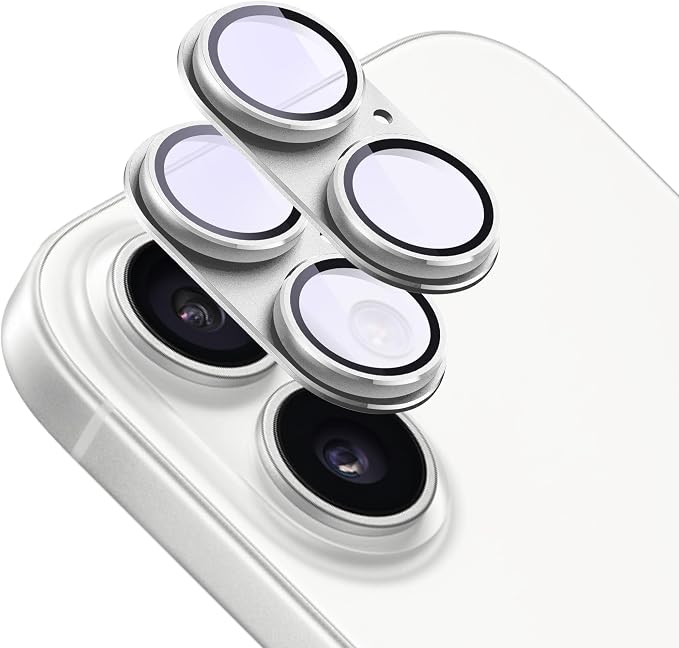 2-Pack Shatterproof Camera Lens Protector for iPhone 17 |AR Tempered Glass Strong Adsorption Metal Camera Cover Screen(Black)