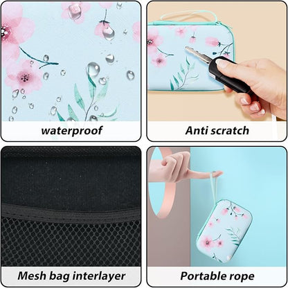 Cute DIY Phone Charger Case Storage Set with Cable Protector with Carrying Cable Case Bag, Cord Organizer, USB Earphone Wire Saver Organizer Charger Protector for iPhone (Green-Leafed Flower)