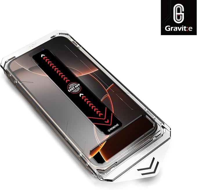 Gravit:e Screen Protector for iPhone, 9H Tempered Glass, Smart Installation Tool, Automatic Fine Dust Removal and Camera Protector 2 Pack (iPhone 16Pro)