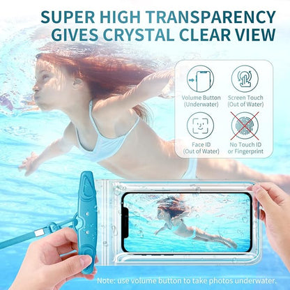 Universal Waterproof Phone Pouch, 4 Pack Waterproof Phone Case with Lanyard Protector for iPhone 17 16 15 14 13 Pro Max XS Plus Samsung Galaxy Note up to 7.5", IPX8 Cellphone Dry Bag Beach Essentials