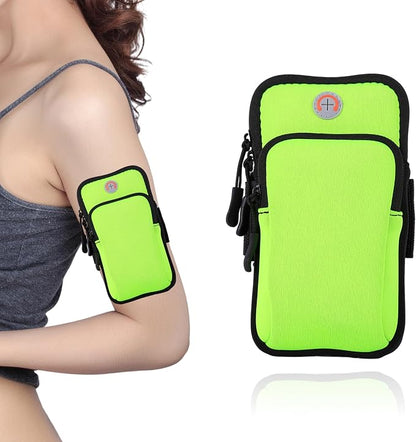 Running Armband, Adjustable Sports Band for Jogging, iPhone Workout Armband, Cell Pouch for Exercise Men Women (Green)