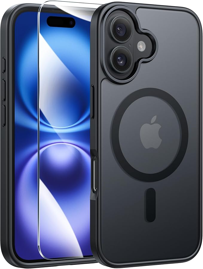 FNTCASE for iPhone 16 Phone Case: Magnetic Translucent Matte Shockproof Slim Cell Phone Cover - Military Grade Drop Proof Hard Back Anti-Fingerprint Protective Case
