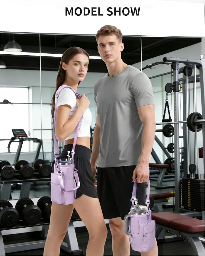 sportsnew Magnetic Gym Bag for Women Men, Water Bottle Carrier Holder with Strap & Phone Pockets for 40oz Tumbler with Handle, 4 Built-in Magnets Small Gym Bag for Sports, Workout, Fitness, Walking
