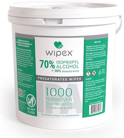 Wipex 70% Isopropyl Alcohol Wipes, Bulk 1000 Count - Ideal for Electronics, Household, Work & School Equipment Cleaning - Lint-Free SMS Cloth Safe for Tech Cleaning & Screens, (Pack of 1)