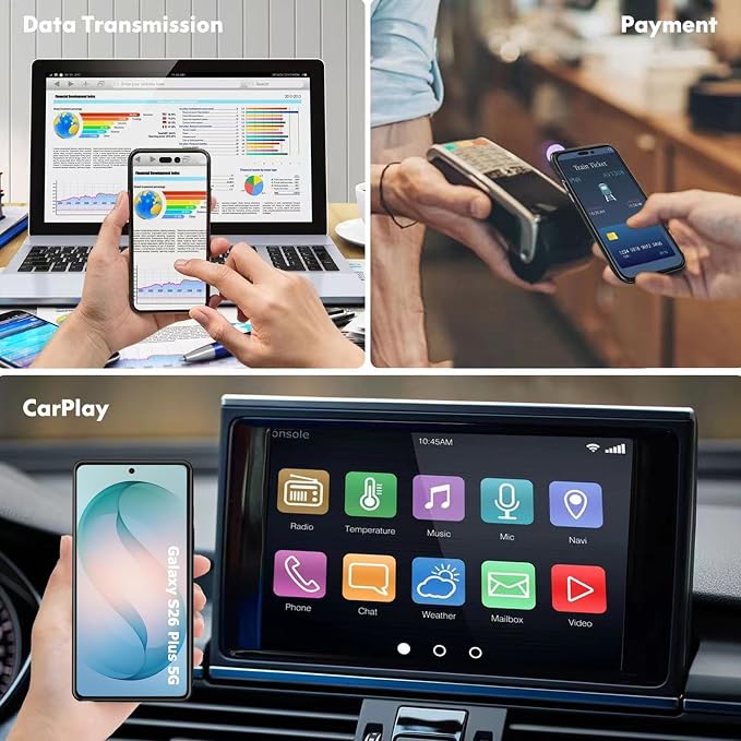 Wireless Charging Case for Galaxy S26 Plus, Upgraded 12000mAh Rechargeable Portable Charging Case Compatible with Galaxy S26 Plus (6.7 inch) with Carplay Extended Battery Pack Charger Case (Black)