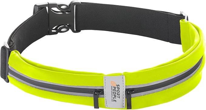Running Belt for Women and Men, Waterproof Phone Holder for Running, Reflective 2-Pocket Waist Pack for Storing Runner’s Essentials Safely, Running Fanny Pack Fits Most Phones, Adjustable Belt Bag