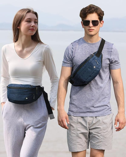 WATERFLY Running Belt Fanny Pack: Runner Marathon Jogging Waist Pack Sport Workout Exercise Fitness Phone Holder Belt for Men Women Jogger Slim Waistband Black