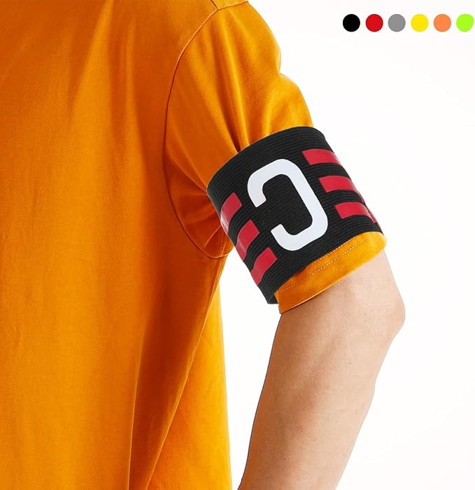 PATIKIL Captain Armband, 2 Pack Adjustable Elastic Soccer Captain's Arm Band for Outdoor Football Training Team, Black Rose Red