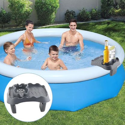 Hot Tub Table, Pool Cup Holder Fits for Outdoor Inflatable Pools/Spas Side Table Swimming Pool Side Drink Tray with Drain Holes for Bathtub Spa Patio(Gray)