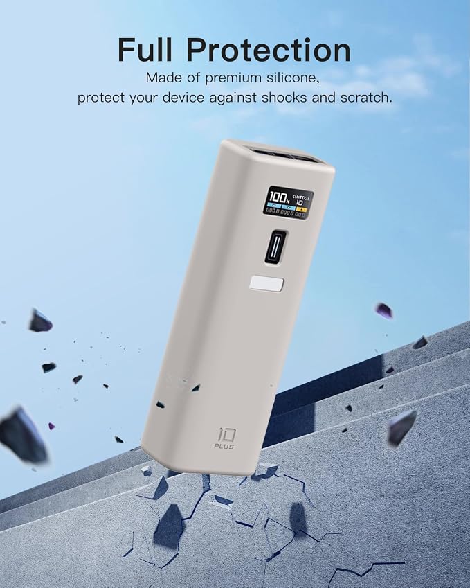 Case Cover for CUKTECH 10 Power Bank 10000mAh, Full-Body Protective Cover for CUKTECH NO.10 Power Bank,Drop-Proof,Scratch-Proof,Shock-Proof,Grey