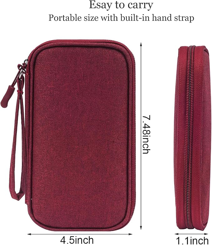 CAAORDKSO Electronic Cord Organizer Travel Case, Electronic Organizer Pouch Bag, Cable Organizer bag Pouch Electronic Accessories Case for Cable, Cord, Charger, Phone, Power Bank, Earphone (Wine Red)