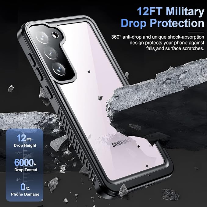 Temdan for Samsung Galaxy S23 Case,Waterproof Built-in Lens & Screen Protector[Full Body Shockproof][12 FT Military Drop Proof][Dustproof][IP68 Underwater] Case for Galaxy S23 5G-Purple